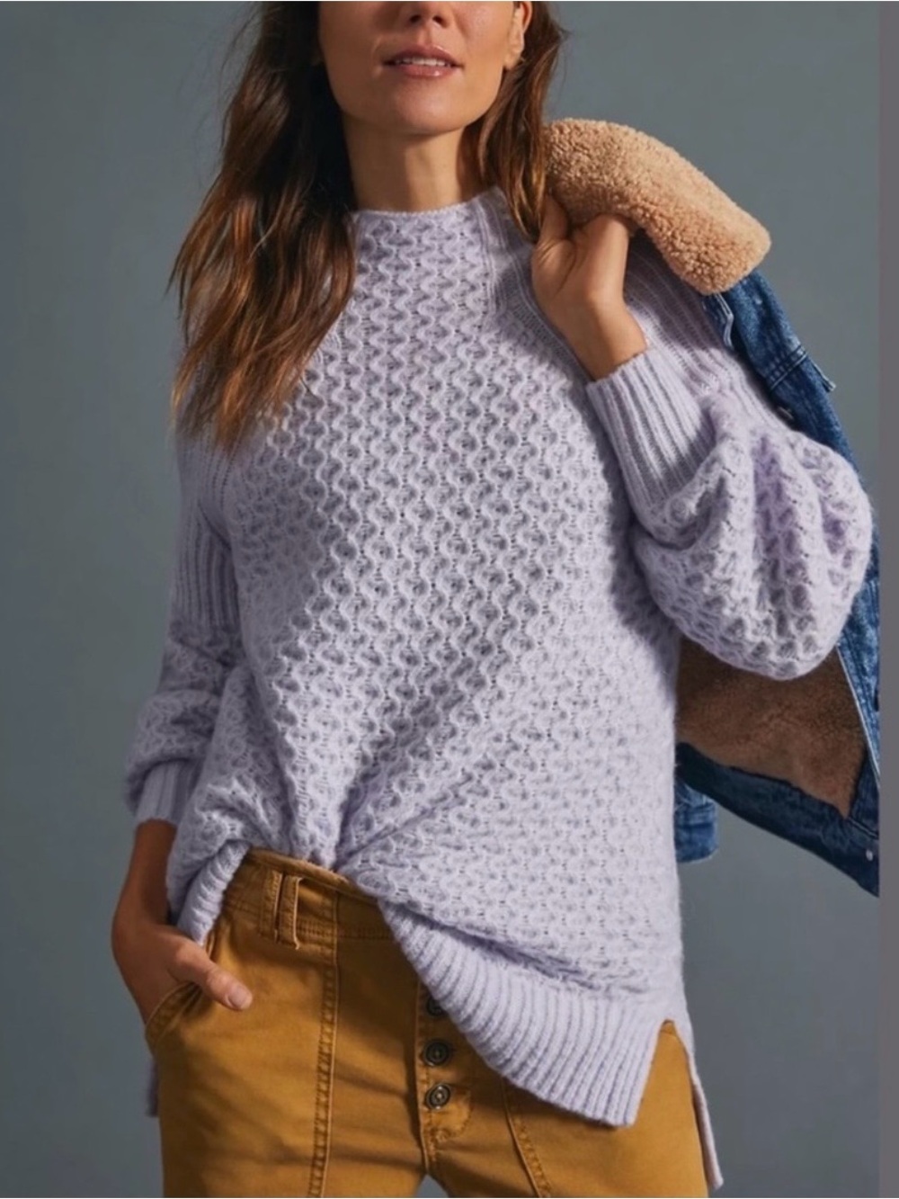 Anthropologie Bia Mock Neck Tunic Sweater – Light Purple – Size M